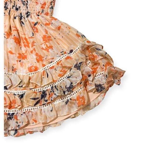 New with tag  Ramy Brook Dixie Smocked Ruffle Silk Mini Skirt, Floral, Size S - Picture 7 of 11